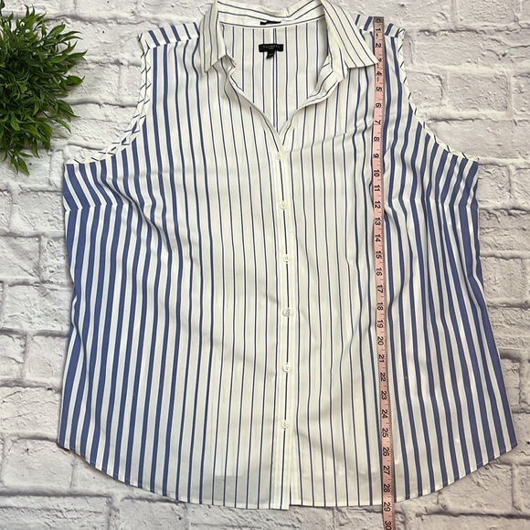 Talbots Woman Striped White & Blue Top Size 20w - Picture 5 of 6